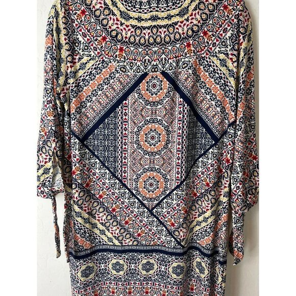 Chico's Printed Dress Sz 1 (US M US 8) Beautiful Midi Knee Length Medallion Prin - Picture 6 of 7